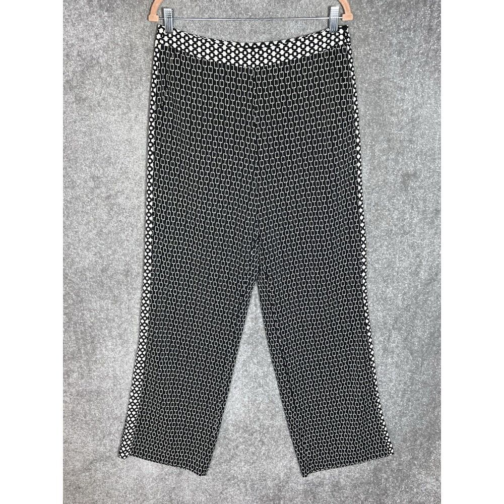 Who What Wear Wide Leg Pants Womens Size 10 Black Geometric Chain Link Pockets